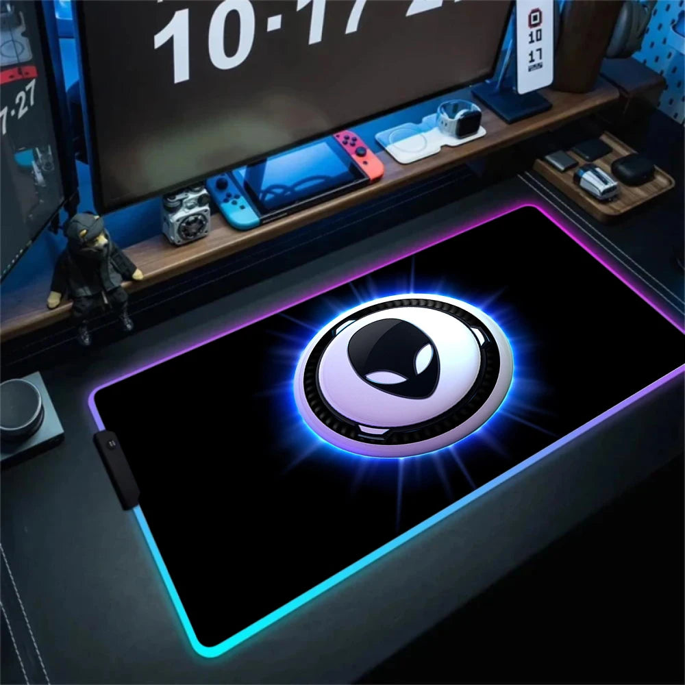 Alienware Large RGB Mouse Pad Big Non-slip Carpet Laptop Pc Gamer LED Keyboard Mat XXL Mousepad Lockrand Rubber Cool Table Mat