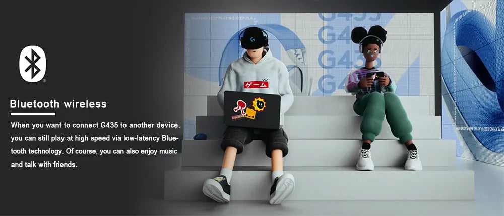 Logitech G435 Bluetooth Wireless Gaming Headset 7.1 Surround Sound Compatible Gaming and Music Built-in Microphone Headphones