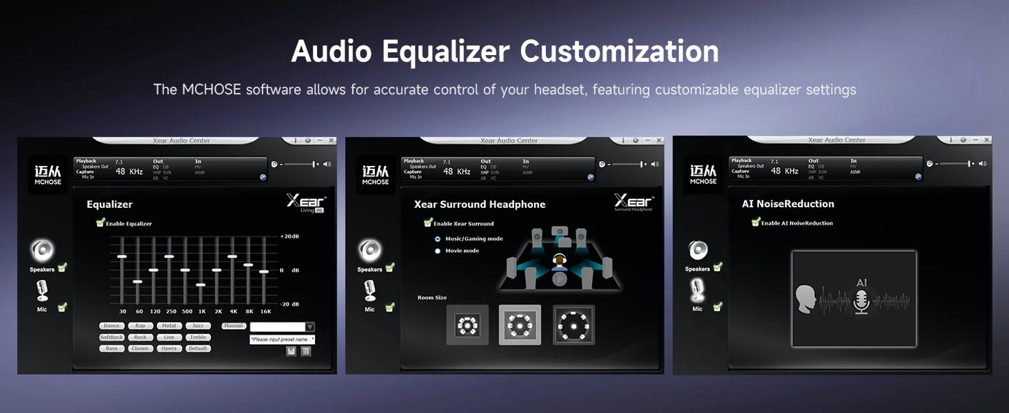 MCHOSE V9 Pro Wireless Gaming Headset Surround Sound Headphones Noise Canceling Mic Low Latency Lightweight for PS5 PC SWITCH