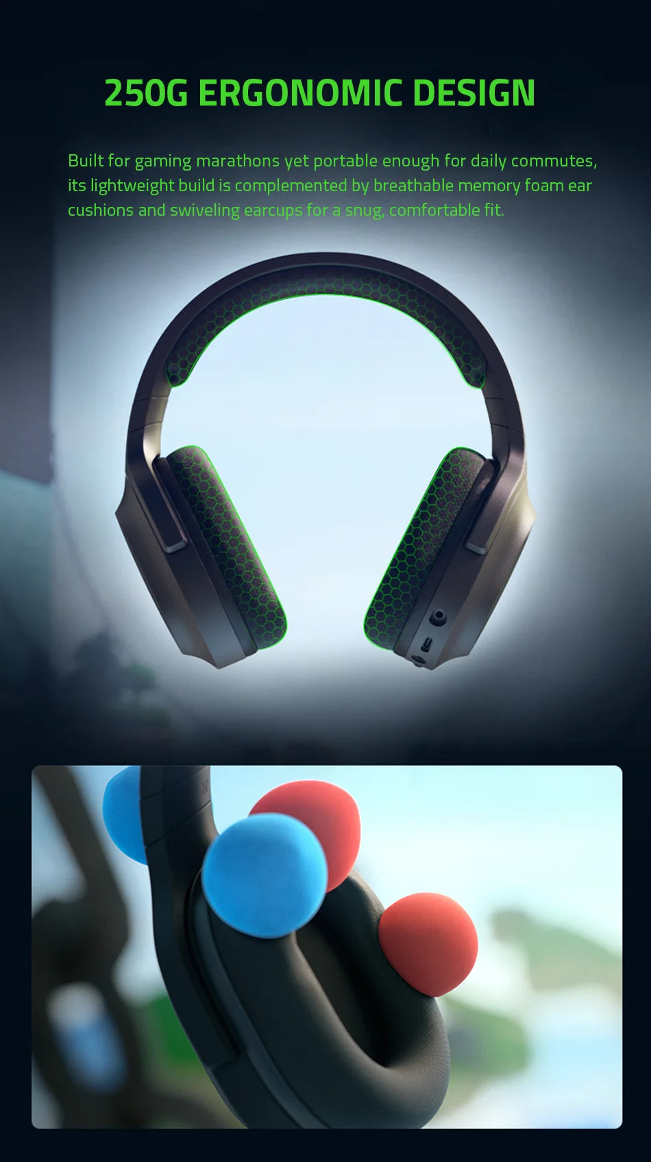 Razer Barracuda X Bluetooth Wireless +2.4GHz Wireless Gaming Headset 2022 Model Multi-platform Lightweight 250g 40mm Drivers