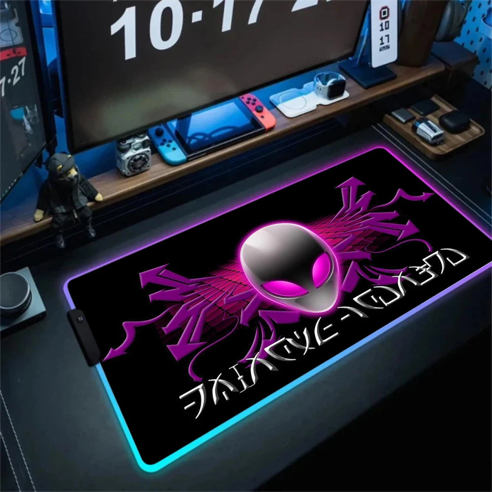 Alienware Large RGB Mouse Pad Big Non-slip Carpet Laptop Pc Gamer LED Keyboard Mat XXL Mousepad Lockrand Rubber Cool Table Mat