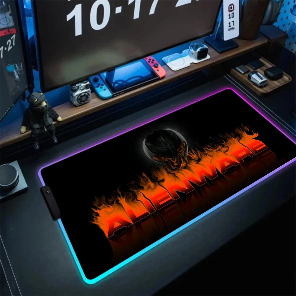 Alienware Large RGB Mouse Pad Big Non-slip Carpet Laptop Pc Gamer LED Keyboard Mat XXL Mousepad Lockrand Rubber Cool Table Mat