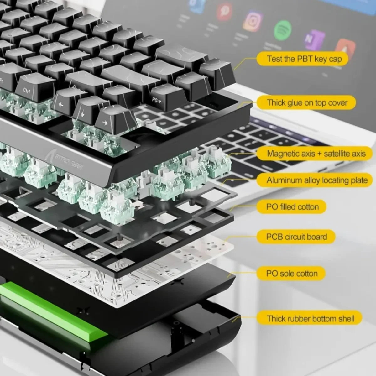 ATTACK SHARK X68HE Wired RGB Keyboard Magnetic Switch 8K Low Delay 0.01mm RT Accuracy 128K Scan Rate Esports Gaming Keyboard