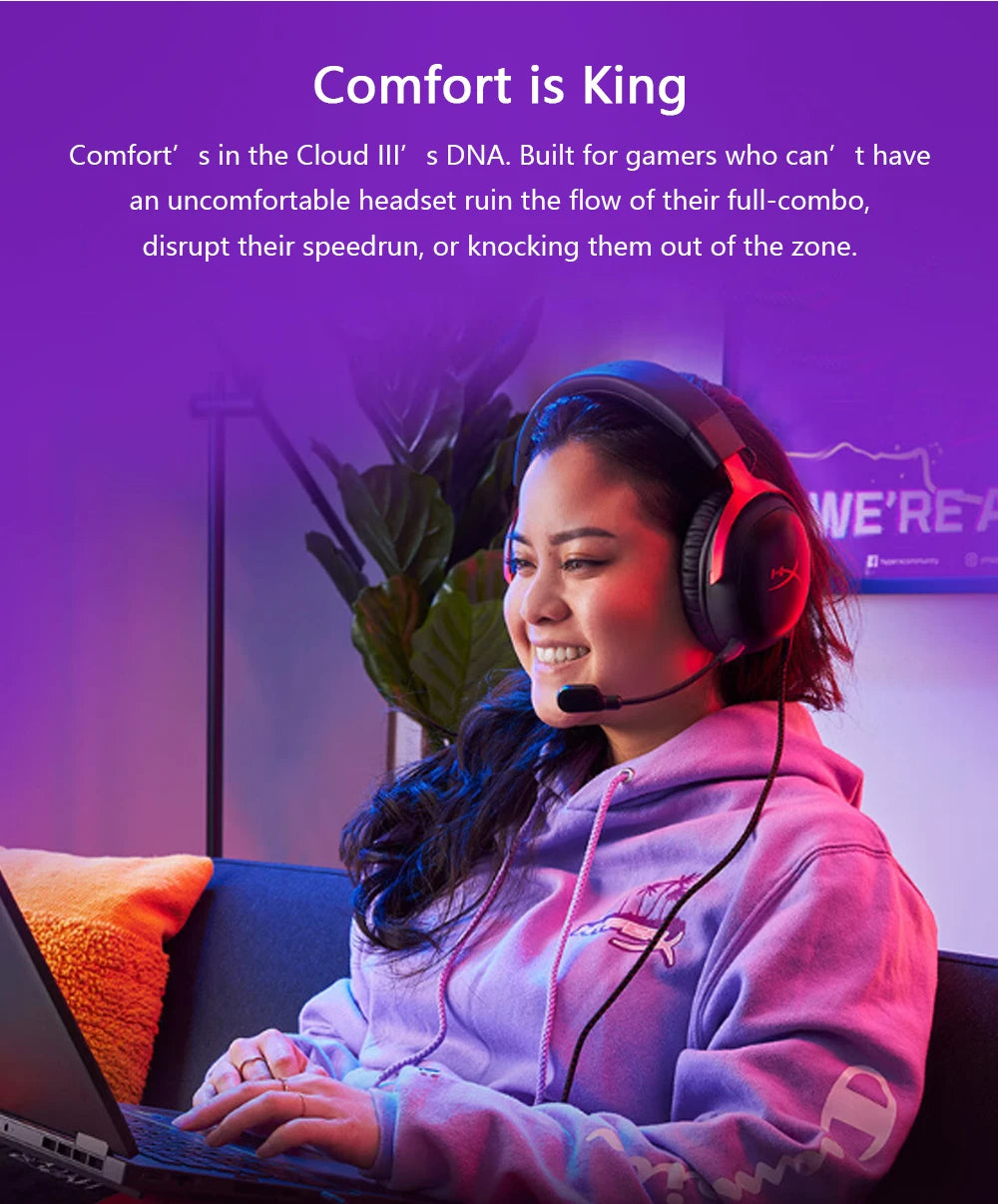 HyperX Cloud 3 III Wired Gaming Headset With DTS Sound Mic/Support HyperX Software USB Gaming Headphone For PC PS Xbox Switch