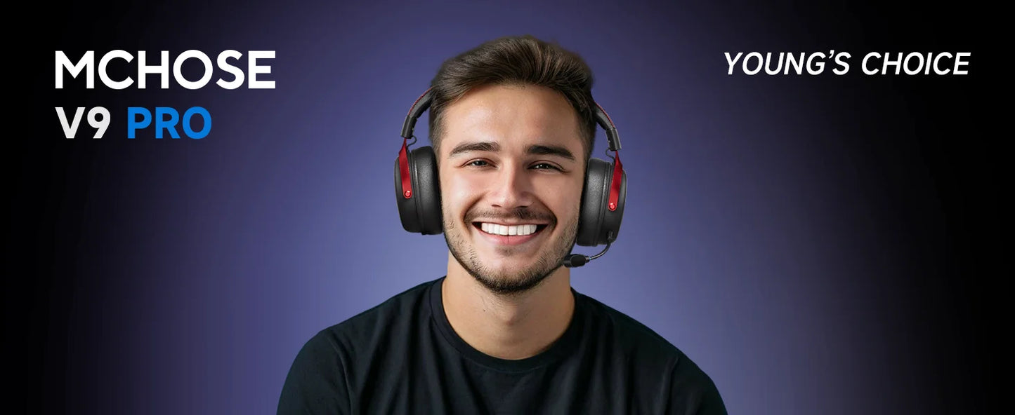 MCHOSE V9 Pro Wireless Gaming Headset Surround Sound Headphones Noise Canceling Mic Low Latency Lightweight for PS5 PC SWITCH
