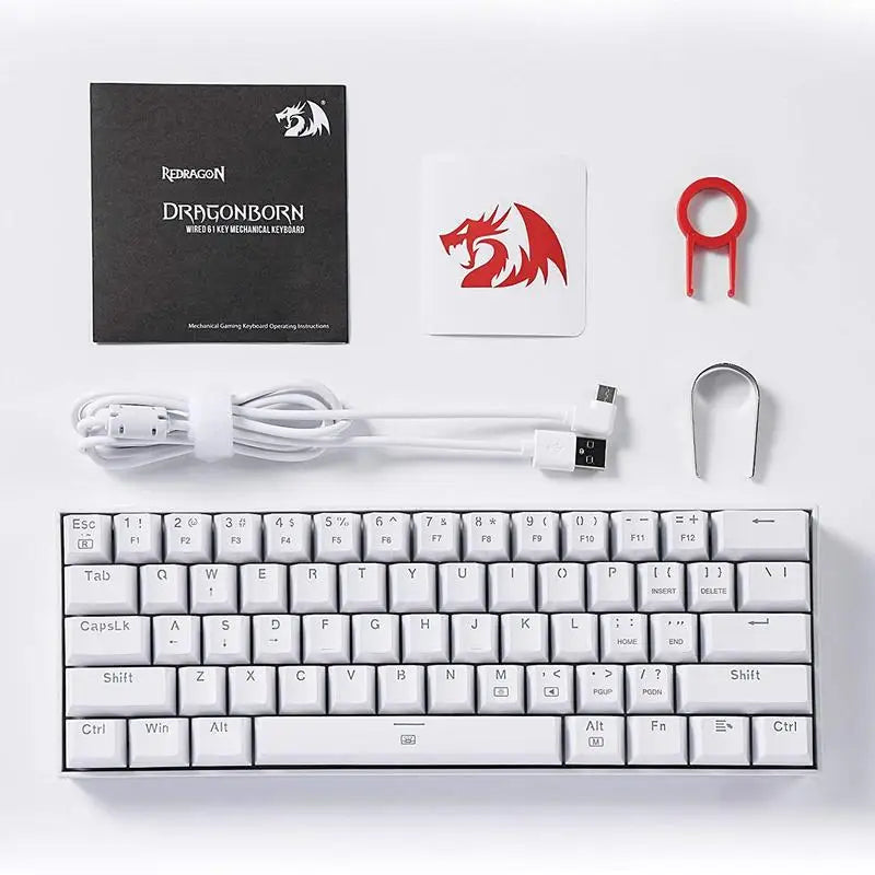 Redragon K630 Dragonborn Hot Swappable 60% Wired Vibrant RGB LED USB Gaming 61 Keys Compact Mechanical Keyboard Pro Software Cus