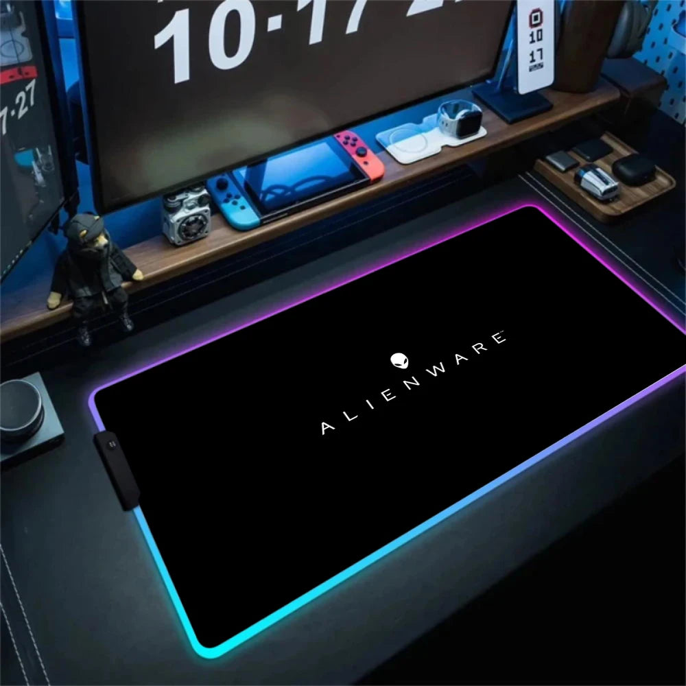 Alienware Large RGB Mouse Pad Big Non-slip Carpet Laptop Pc Gamer LED Keyboard Mat XXL Mousepad Lockrand Rubber Cool Table Mat
