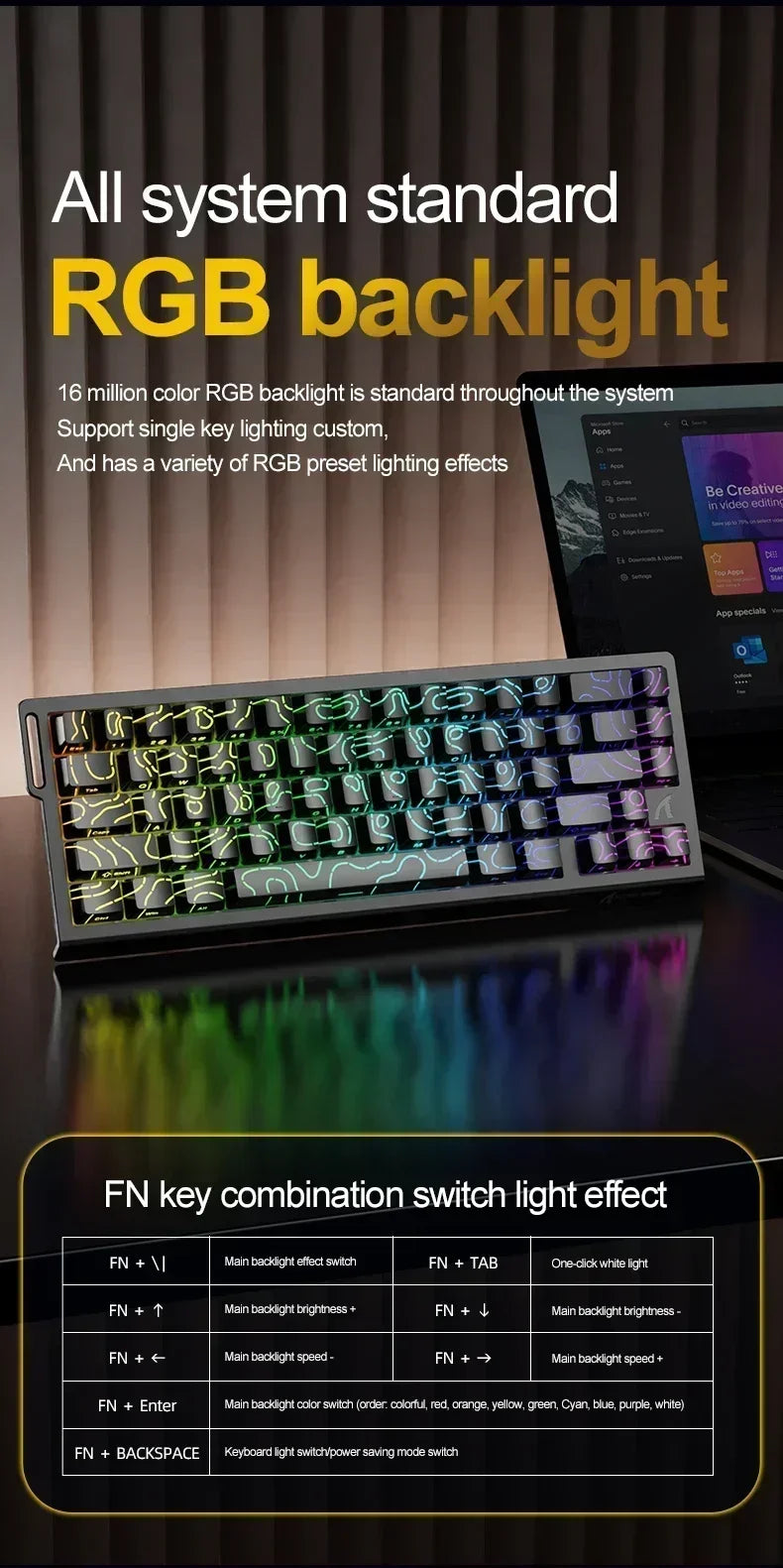 ATTACK SHARK X68HE Wired RGB Keyboard Magnetic Switch 8K Low Delay 0.01mm RT Accuracy 128K Scan Rate Esports Gaming Keyboard