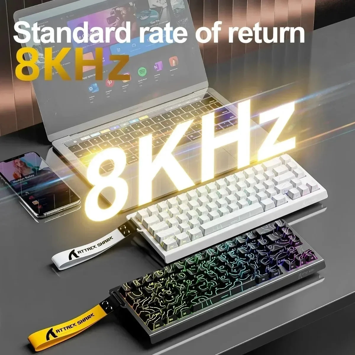ATTACK SHARK X68HE Wired RGB Keyboard Magnetic Switch 8K Low Delay 0.01mm RT Accuracy 128K Scan Rate Esports Gaming Keyboard