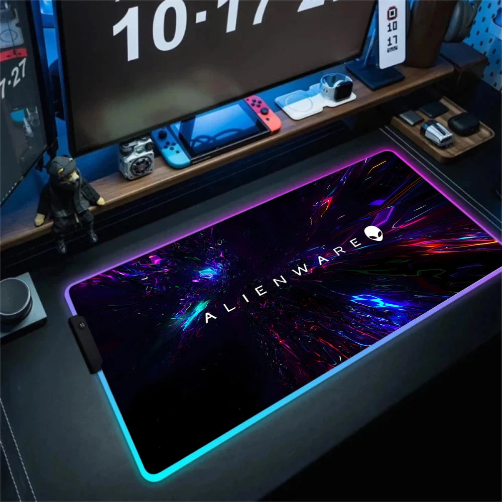 Alienware Large RGB Mouse Pad Big Non-slip Carpet Laptop Pc Gamer LED Keyboard Mat XXL Mousepad Lockrand Rubber Cool Table Mat