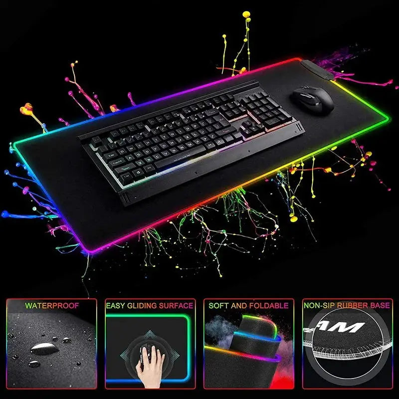 Alienware Large RGB Mouse Pad Big Non-slip Carpet Laptop Pc Gamer LED Keyboard Mat XXL Mousepad Lockrand Rubber Cool Table Mat