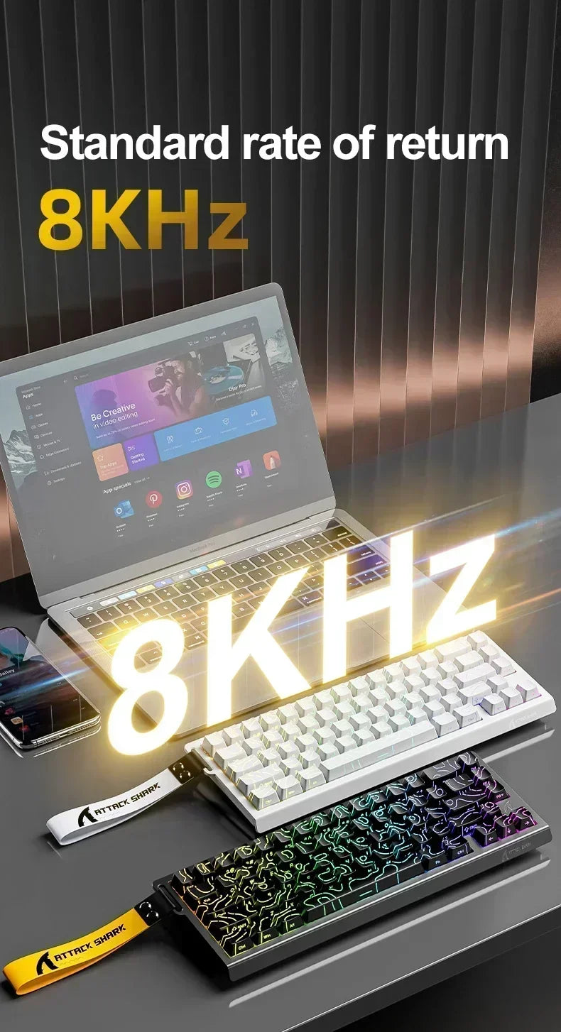 ATTACK SHARK X68HE Wired RGB Keyboard Magnetic Switch 8K Low Delay 0.01mm RT Accuracy 128K Scan Rate Esports Gaming Keyboard