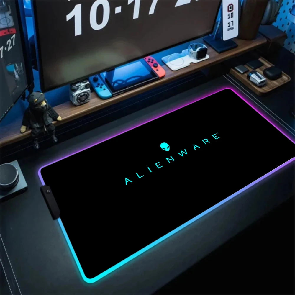 Alienware Large RGB Mouse Pad Big Non-slip Carpet Laptop Pc Gamer LED Keyboard Mat XXL Mousepad Lockrand Rubber Cool Table Mat